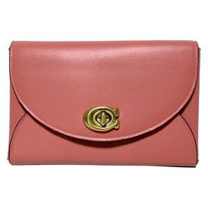 Auth COACH - Pink Leather Business Card Holder